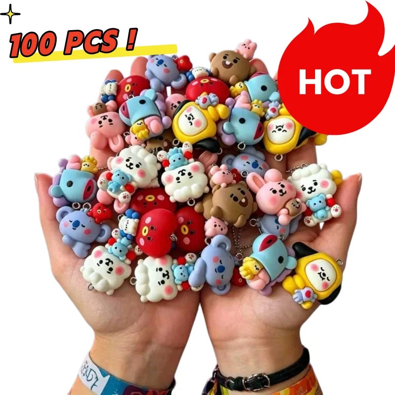 Jewelry Making Kit For Adults - 7pcs BT21 Resin Cartoon Charm DIY