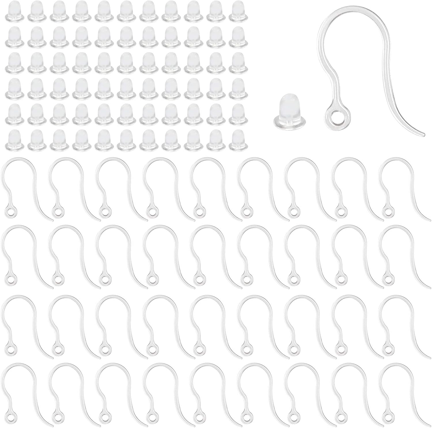 Jewelry Making Class - 40pcs Clear Plastic Earring Hooks Ear