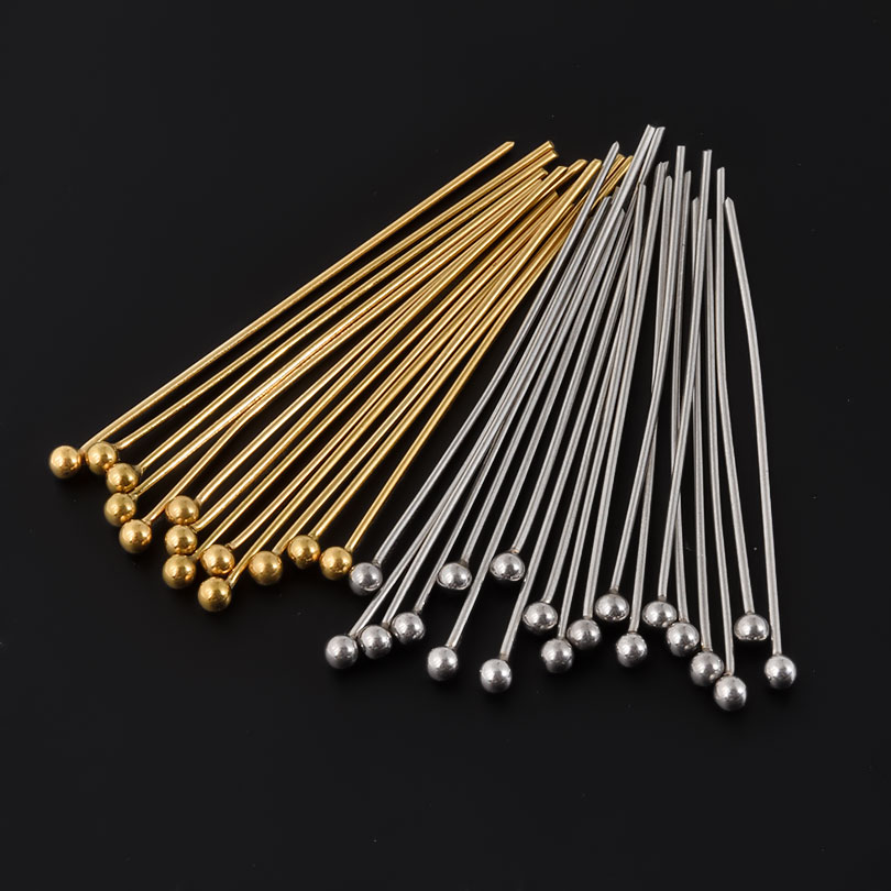50pcs/Lot 18K Gold Plated Ball - Jewelry Making Head Pins review and price